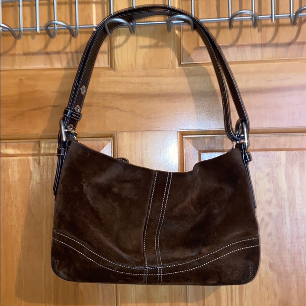 Vintage Coach brown suede leather purse/hand bag